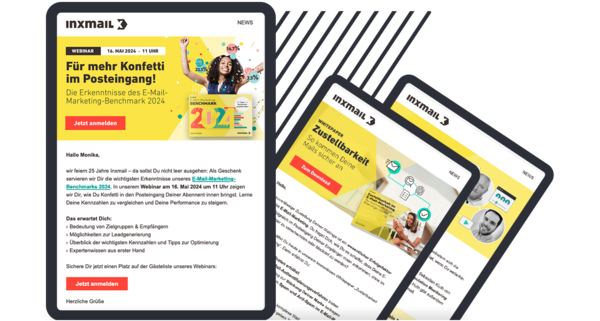 Inxmail Newsletter in drei Tablets