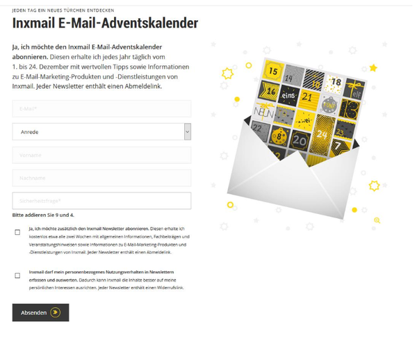 Anmeldung zur Adventskalender-Mailing-Strecke