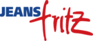 Logo von Jeans Fritz mit blauer Schrift für 'Jeans' und roter, handschriftlich gestalteter Schrift für 'Fritz'.