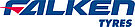 Falken Tyres Logo, bestehend aus dem Schriftzug 'Falken Tyres' in blauen Großbuchstaben mit einem roten Akzent.